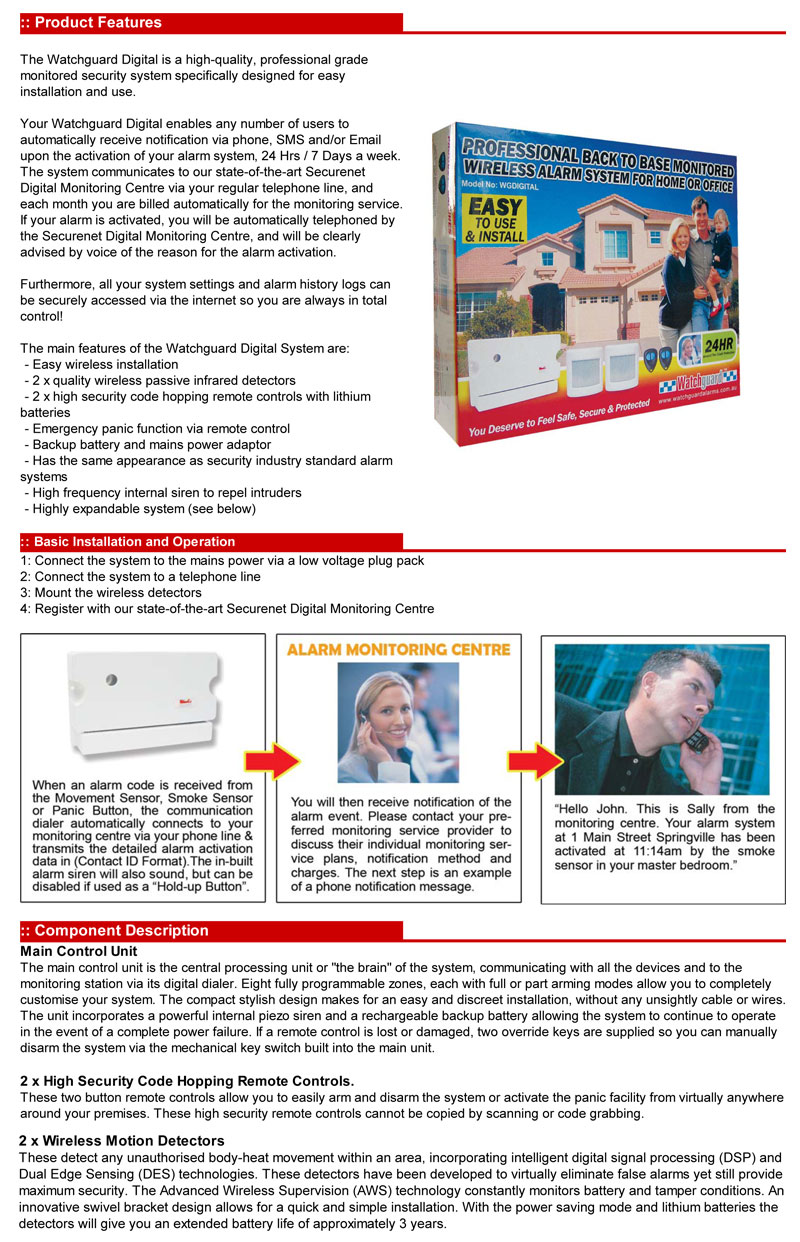 RhinoCo Technology Professional Grade Back To Base Monitored Wireless Alarm System for Home or